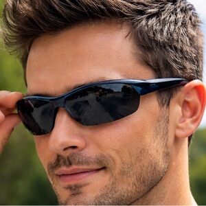 Maui Jim Sport Polarized Sunglasses Blue Wrap Men